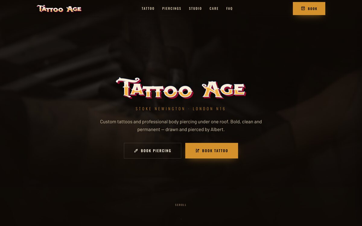 Tattoo Age studio website